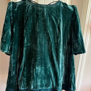 Maeve Velvet Blouse in Deep Green